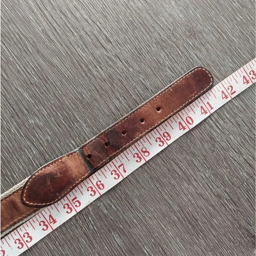 Zeppelin USA Made Leather on Canvas Fishing Hook Belt Solid Brass Buckle 38